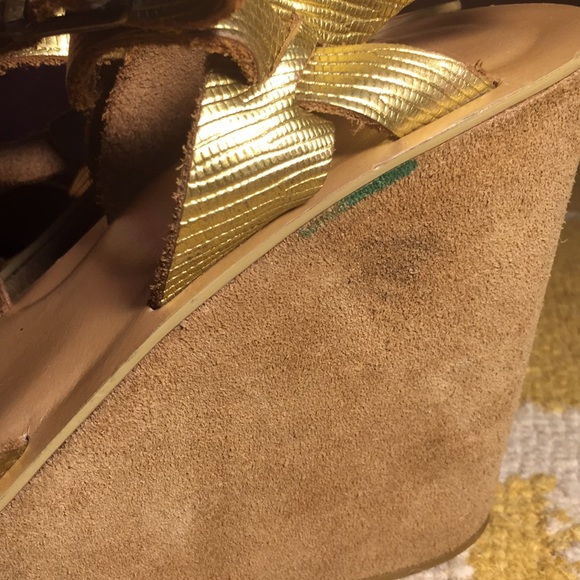 Kork-Ease Bette Wedge in Gold Iguana suede wrapped - Picture 6 of 8